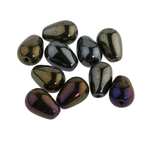 Contemporary Czech Purple Iris Teardrop Bead. 6x9mm. Pkg of 10. b11-mi-0068