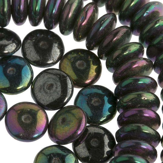 Czech Purple Iris Rondelle Bead. 9mm. Pkg of 10. b11-mi-0083(e)