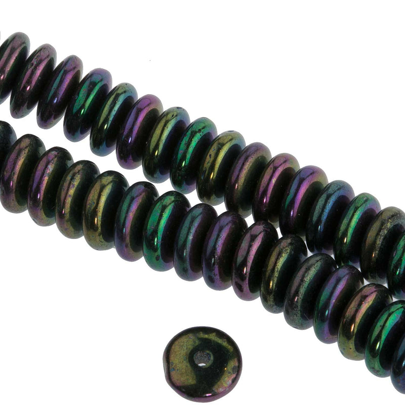 Czech blue iris 6mm rondelle bead. Pkg of 10.