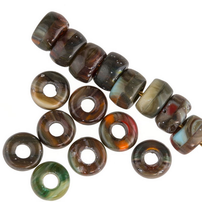 Vintage Czech multicolor roller beads. Pkg of 25.