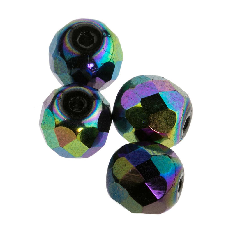 Vintage faceted black iris round Germany. Pkg of 4. 