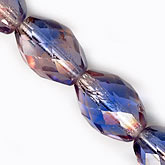 Czech Faceted Bicolor bead. 15x12mm. Pkg of 6.