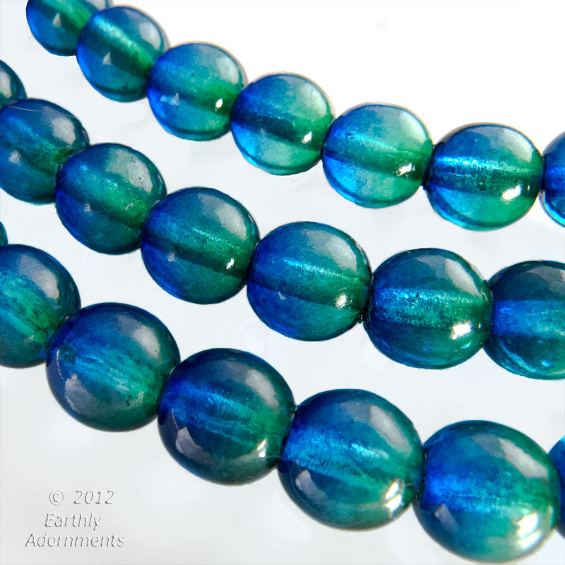 Contemporary Czech 3 color 8mm rounds, blue, purple and green. Package of 25.