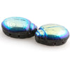 2-hole black glass scarab with iridescent Aurora Borealis crackle finish . 20x16x9mm. Pkg of 1. b11-mi-1190-2