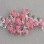 Vintage Czech clear and rose givre glass interlocking bowtie beads 9mm. Pkg 25. 
