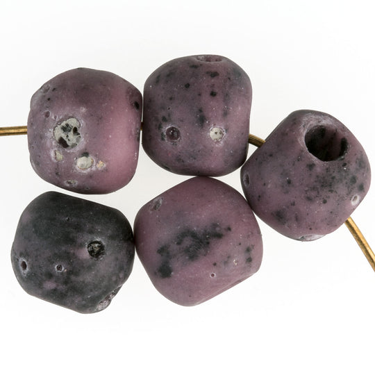 Vintage Venetian Dark Rose Beads. 9x10mm. Pkg of 5. b11-pp-0366