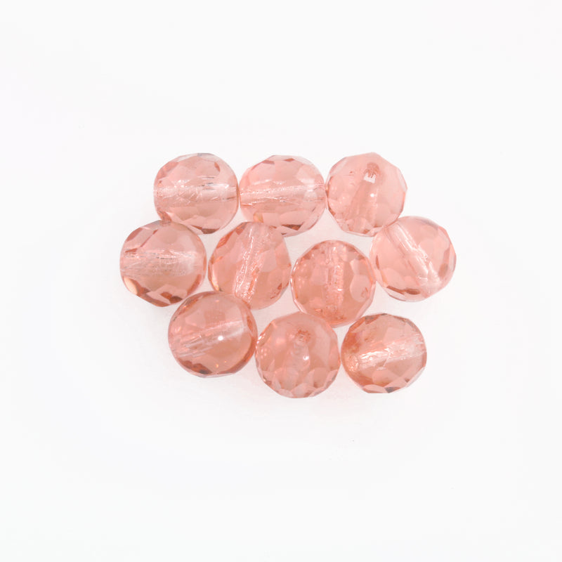 Vintage Rose Faceted Round Beads. 8mm. Pkg of 10. 
