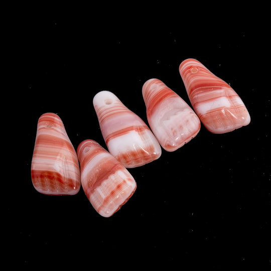 Clenched Fist, Red & White Faux Agate Glass Pendants. 14x7mm. Pkg 10. B11-PP-0612