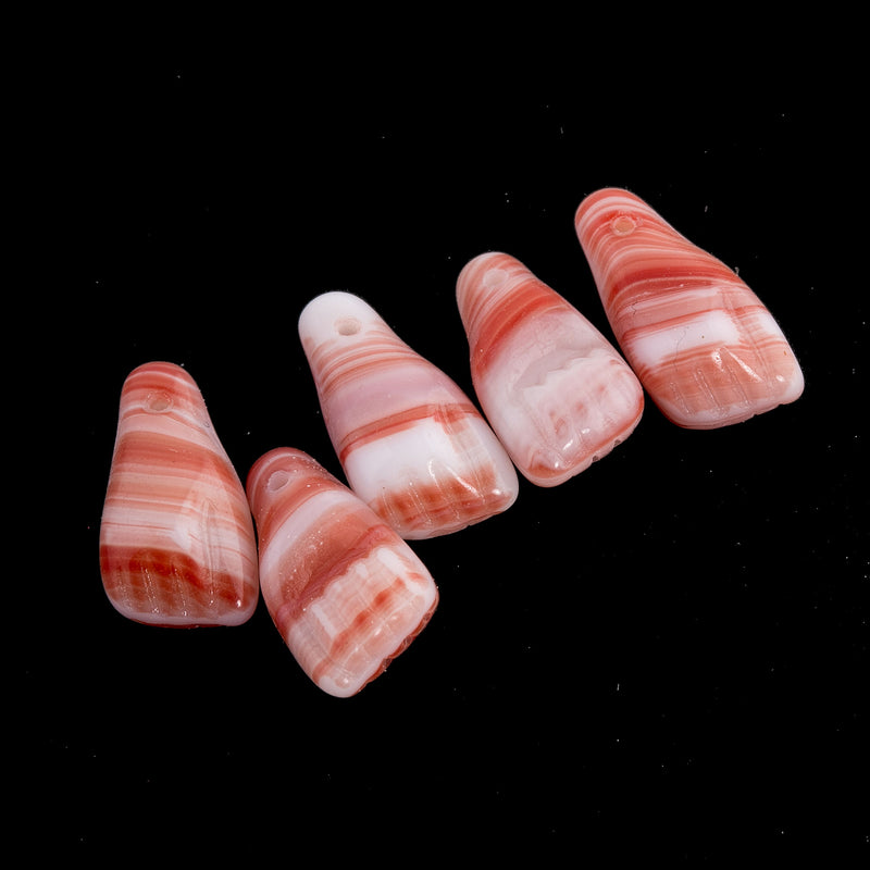 Vintage Czechoslovakian Faux Agate Glass Clenched Hand Pendants. Carved Details. 14x7mm. Pkg. of 10.