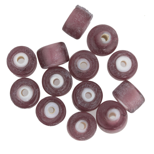 Czech Whitehearts in Translucent Purple Matte. 7x8mm. Pkg of 10. b11-pp-0747b