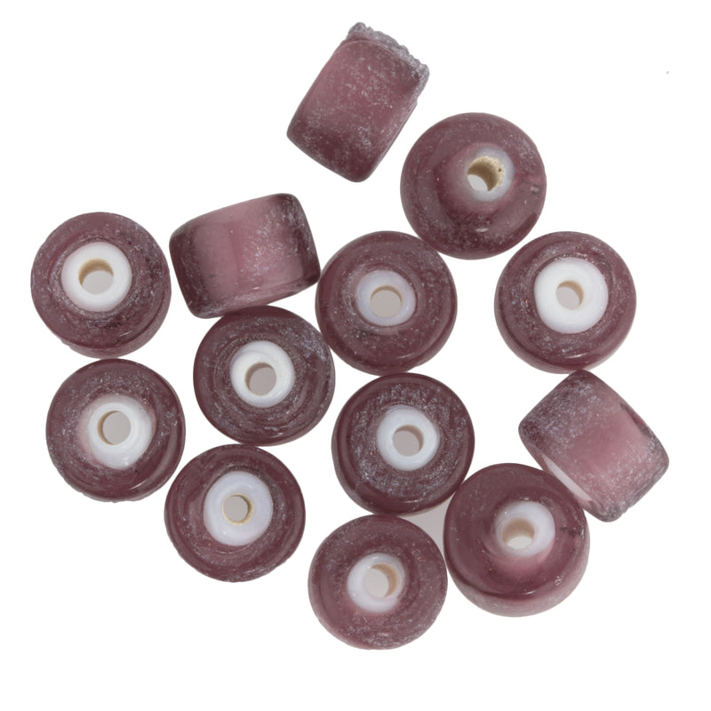 Czech Whitehearts in Translucent Purple Matte Glass.. 7x8mm. Pkg of 10.