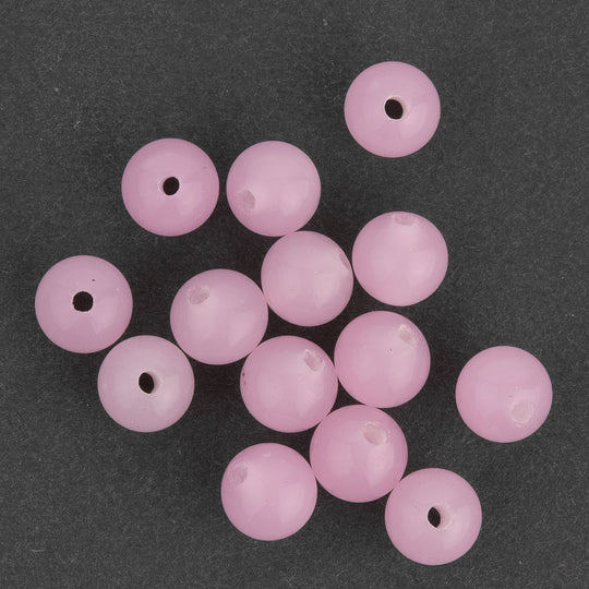 Vintage Japanese Cherry Brand rose quartz glass rounds. 6mm. Pkg of 20. b11-pp-0805(e)