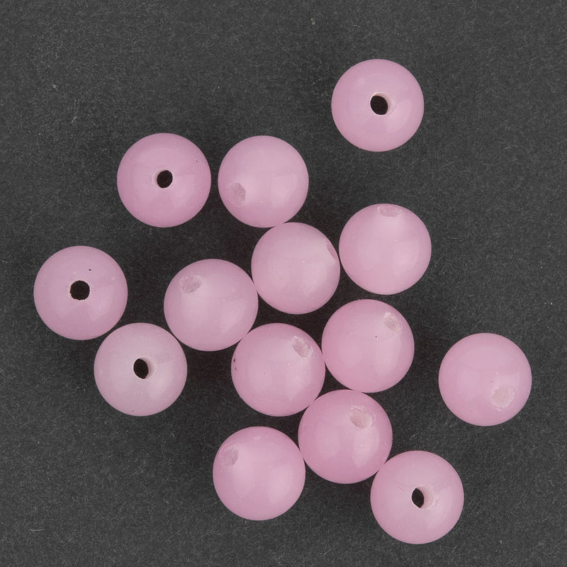 Vintage Japanese Cherry Brand rose quartz glass rounds. 6mm. Pkg of 20.