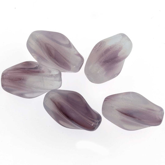 West German opal & amethyst twisted ovals.15x10mm. Pkg of 10. b11-pp-0817