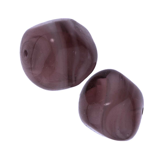 Old Venetian amethyst lampwork glass nuggets. 12x15mm. Pkg of 2. b11-pp-0875(e)