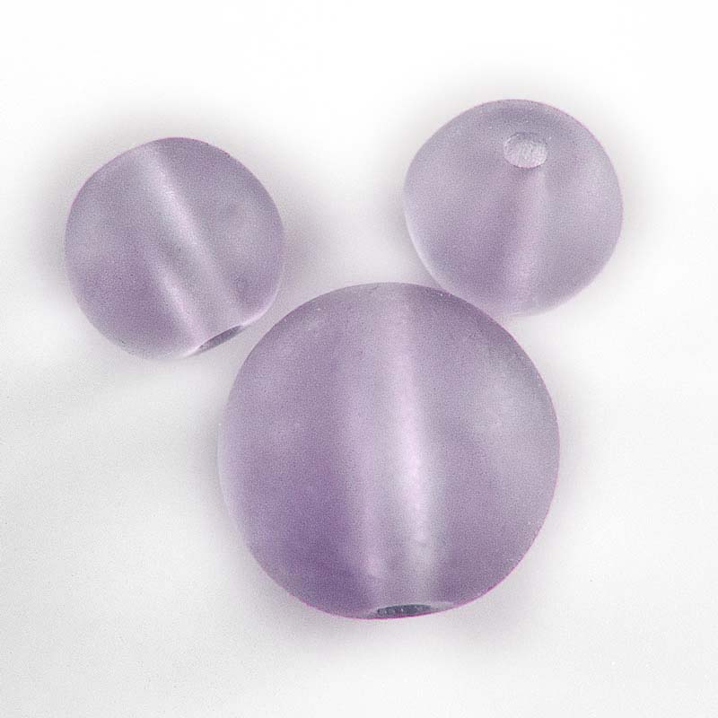 6mm Vintage Czech pale lavender frosty rounds. Pkg of 20.