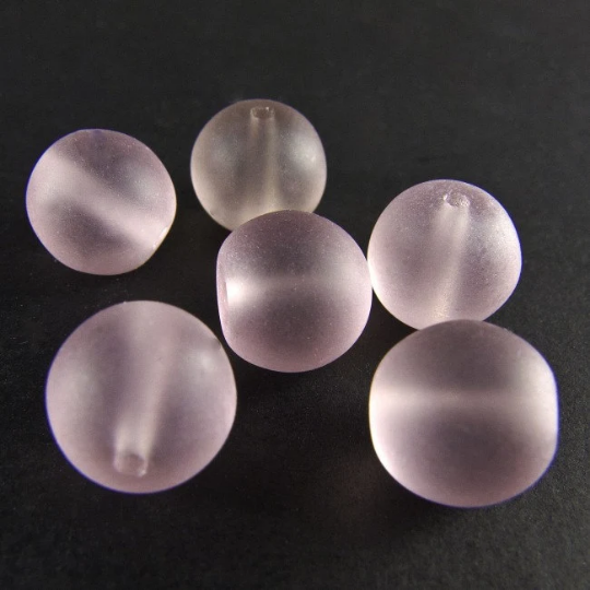 8mm Vintage Czech pale lavender frosty rounds. Pkg of 10. 