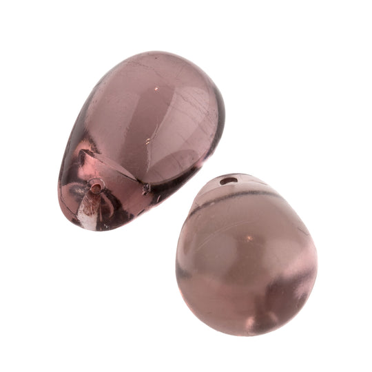 Amethyst Glass Teardrop Pendant. 21x13mm. Pkg 2. b11-pp-0885
