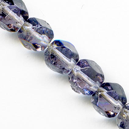 Vintage Czech English cut 5mm amethyst bead strand of 50.