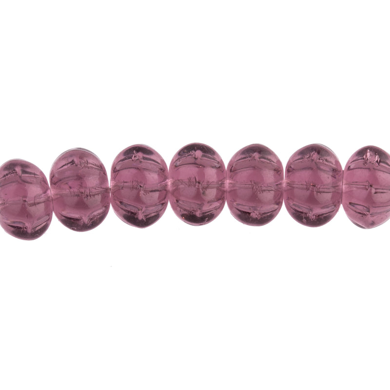 Vintage amethyst glass flower disks 12pc 5x8mm. Pkg. of 12.