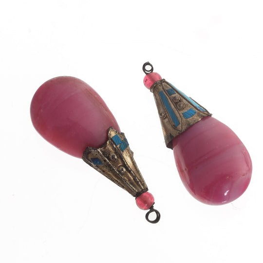 Mandarin Court Necklace Counterweight, opaque pink pendants. Pkg 1. b11-pp-1195