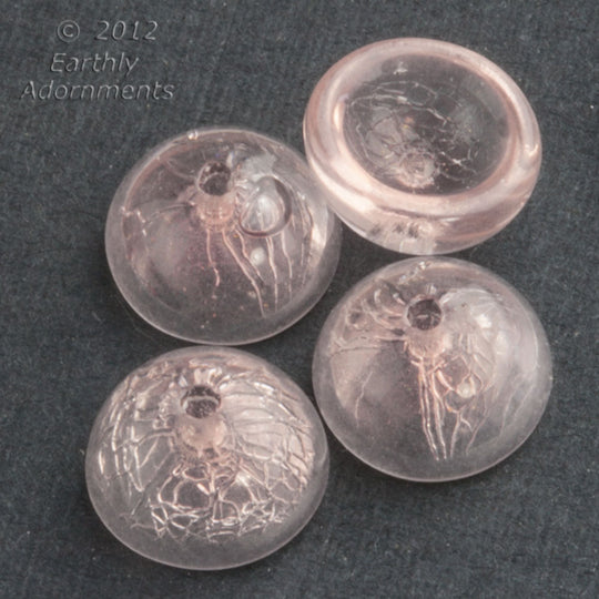 Vintage West German lavender rose crackle glass caps, 5x9mm. Pkg. of 20. b11-pp-1213
