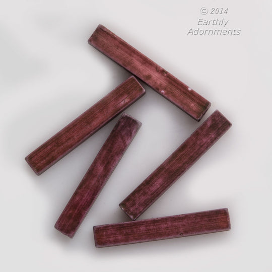 b11-pp-1247- Vintage rare Japanese rosy brown rectangular. 20x3mm, Pkg of 10.