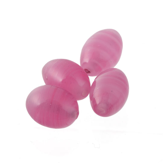 Vintage Chinese wound glass oval bead in a translucent intense pink. 17.5x12mm. Pkg 2. b11-pp-1265