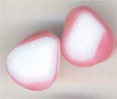 Vintage German Pink and White sliced glass beads. 12x15x6mm. Pkg of 1