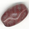 Vintage Czechoslovakian Red Plum-Colored Dimpled Molded Glass Ovals. 13x8mm. Pkg of 10.