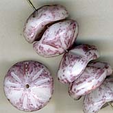Vintage White and Mauve Picasso Half Rounds or caps. 7x13mm. Pkg of 10. B11-PP-0590