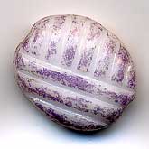 B11-PP-0600 West German Glass White Lozenges with Mauve Edges. 14x15mm. Pkg of 5