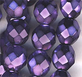 Czech Violet Faceted Glass Rounds. 8mm. Pkg of 10