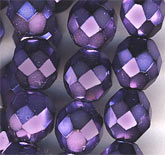 Czech Violet Faceted Glass Rounds. 8mm. Pkg of 10
