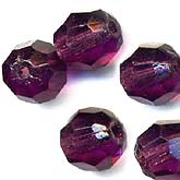 Vintage Czech faceted amethyst glass beads. 8x7mm. Pkg of 15. 