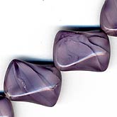 Vintage German Satin Lavender Glass Pillow Beads. 20mm. Pkg of 4