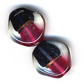 Czech Lamwork Diamond Shape Rose and Black Bead. 20x18mm. Pkg of 1. 