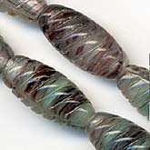 Czech mint/amethyst spiral tubes. 14x7mm. Pkg of 6