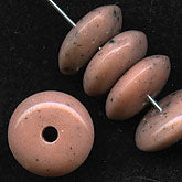 Vintage Czech faux rhodonite glass rondelle. 14x4mm. Pkg of 10.