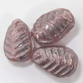 West German molded glass leaf beads, peachy pink with luster finish. 11x8mm. Pkg of 10