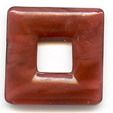 Vintage satin glass dark rose square ring. 24mm sq., 4mm wide. Pkg of 2. 