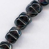 Vintage silvered purple glass incised cubes. 8x8x9mm. Pkg of 6. b11-pp-0883