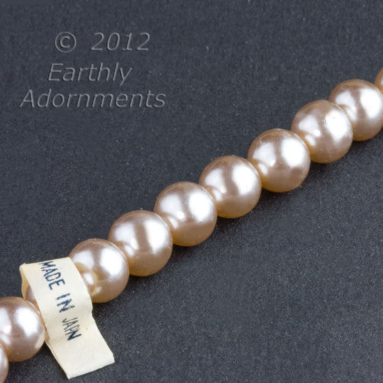 White, Round, Glass Pearls, 8-9mm. Japanese. 11" Str. b11-pr-0150