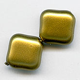 Gold Colored Diamond Shape Glass Pearls. Japanese. Pkg 10. b11-pr-0121