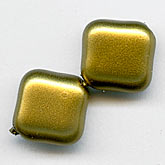 Vintage Japanese bronze diagonal diamond shape glass pearls. 15mm point to point. Pkg of 10