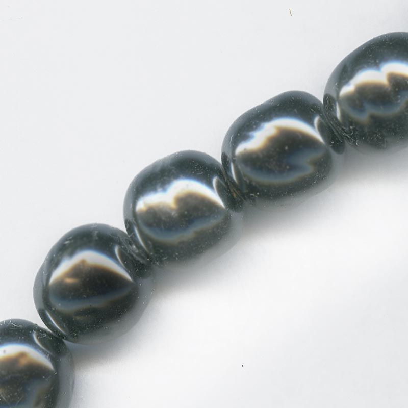 Vintage Japanese gunmetal finish baroque glass pearls. 10x9mm average. Pkg of 6. 