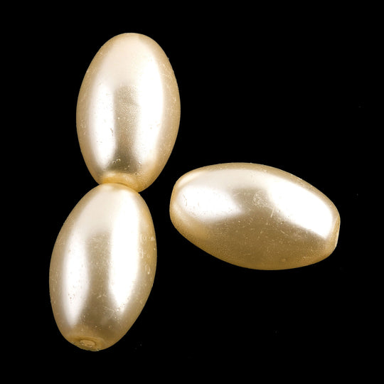 Large Champagne Colored Oat-Shaped Glass Pearl, Japanese. 18x11mm, Pkg 4. b11-pr-0133