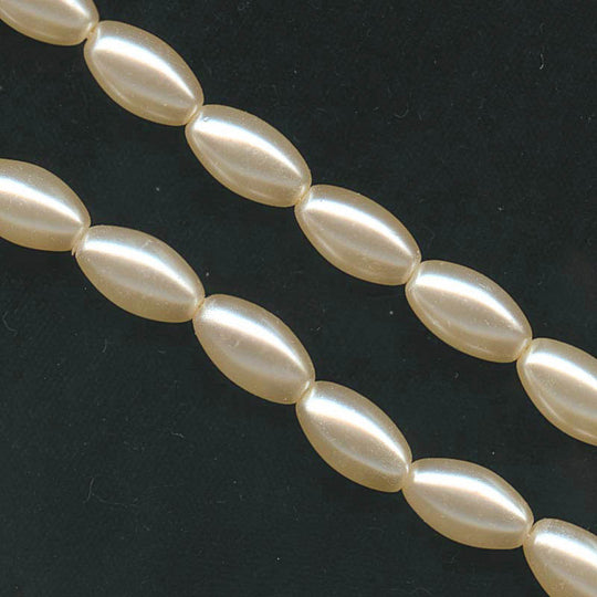 Champagne Colored, Oat-shaped, Glass Pearl. 14x9mm,Japanese. Pkg 8. b11-pr-0134