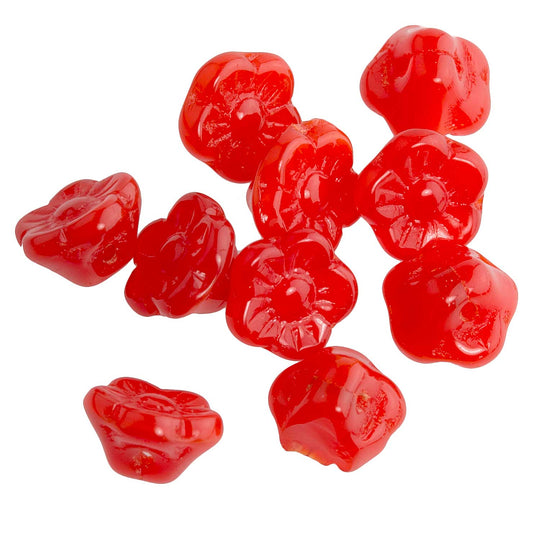 Czech red opal flower button beads. 7mm. Pkg. of 10. B11-RD-0435