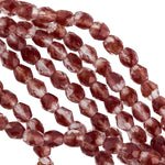 Czech Faceted Crystal and Scarlet Bead Strand. 3mm. Strand of 50.